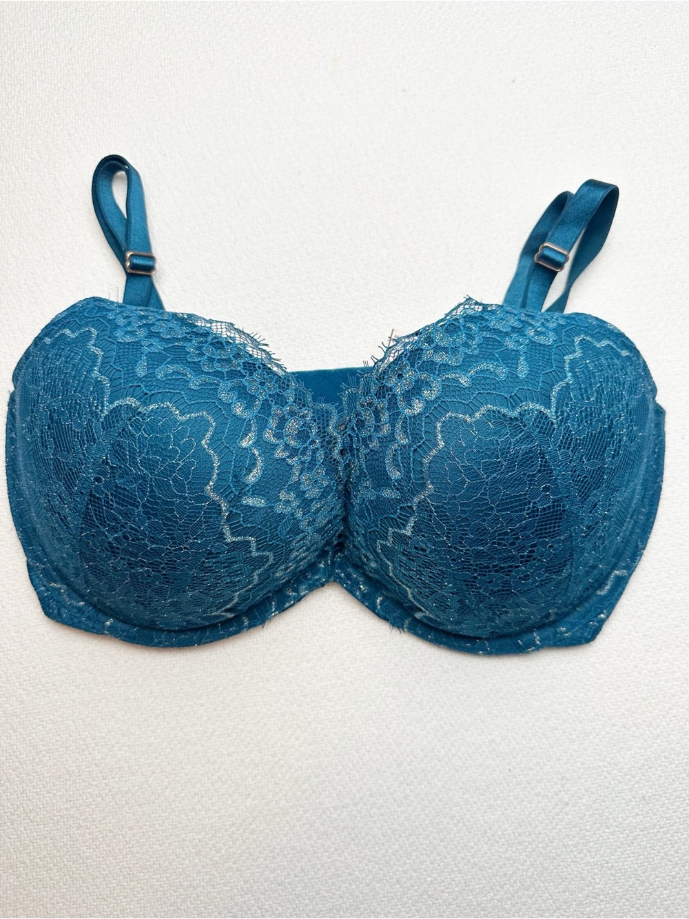 Victoria's Secret Teal Lace dream angela push-up Underwire Bra 32DDD